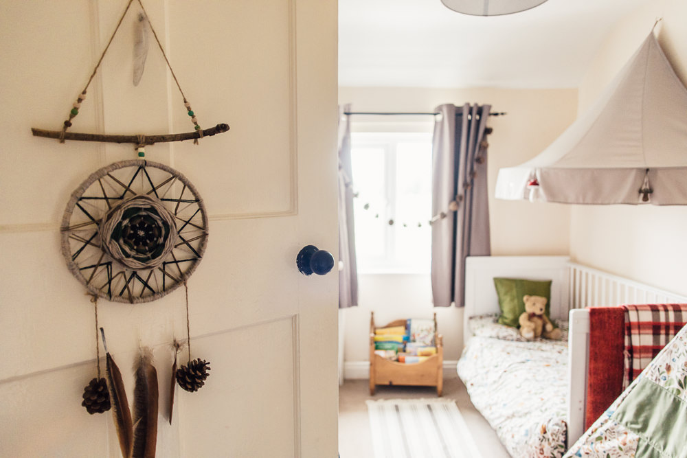 Dream catcher | A woodland inspired bedroom in a rented property with homemade decor and details.