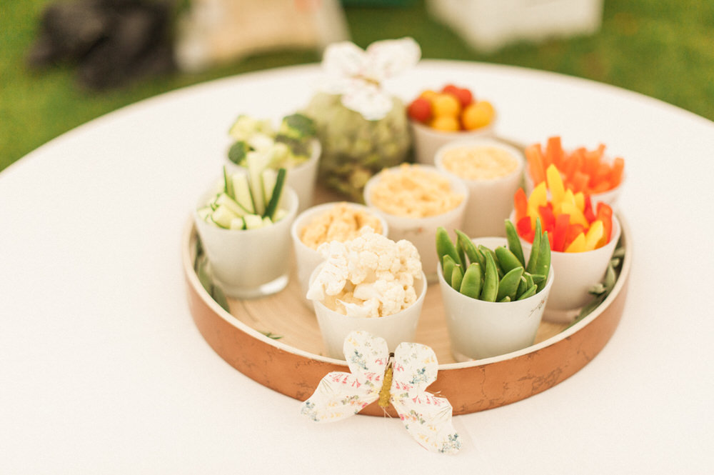 Crudites | Snacks | A Midsummer nights dream inspired children's birthday party with stunning floral, fairy entertainment, crafts and a picnic. Photos by Kate Nielen.
