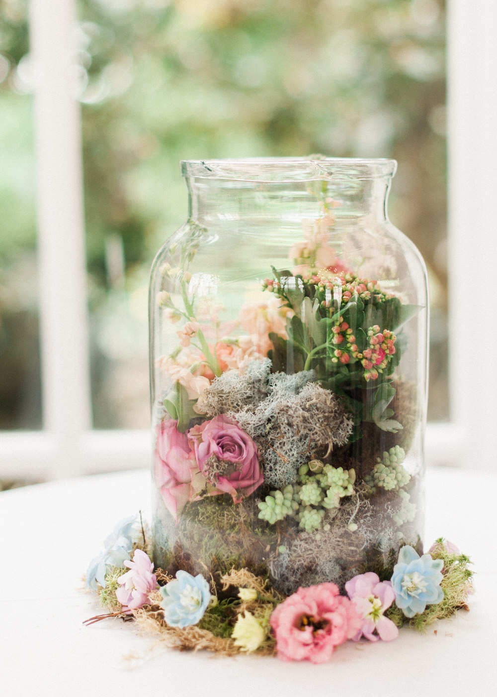 Floral Terrarium | A Midsummer nights dream inspired children's birthday party with stunning floral, fairy entertainment, crafts and a picnic. Photos by Kate Nielen.