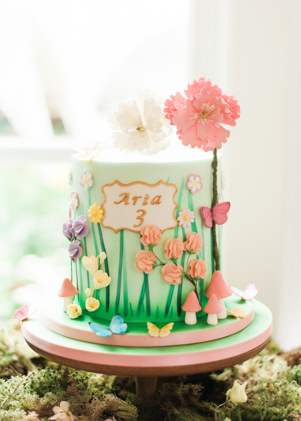 Floral Birthday Cakes | Trio Of Cakes | Midsummer Nights Dream Cakes | A Midsummer nights dream inspired children's birthday party with stunning floral, fairy entertainment, crafts and a picnic. Photos by Kate Nielen