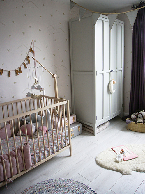 Ikea cot and vintage style wardrobe