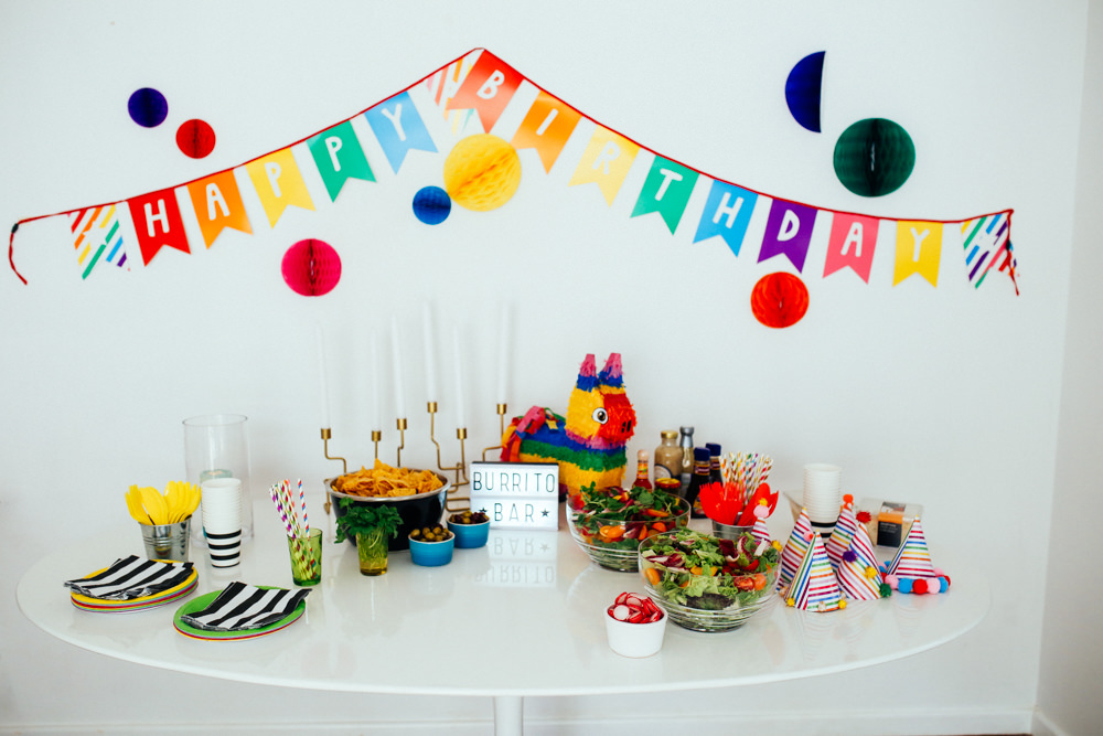 A bright monochrome first birthday party
